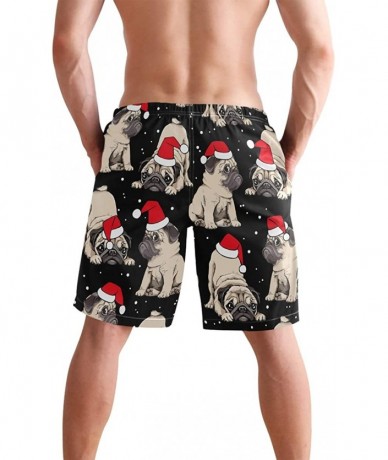 Board Shorts Mens Swim Trunks Skull Cacti Cactus Beach Board Shorts - Puppies Pugs in Santa's Red Cap - CB18NX8G26R $47.79