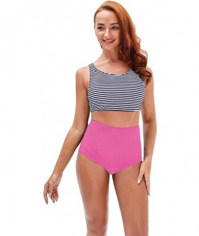 Sets Women Girls 2 Piece Swimsuits High Waisted Bathing Suits Bikini Set - Pink - C718543Z5CZ $38.34