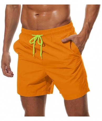 Board Shorts Men's Quick Dry Swim Trunks with Mesh Lining Beach Shorts Boardshorts Swim Shorts 3 Pockets - Orange - CW197EKDO...