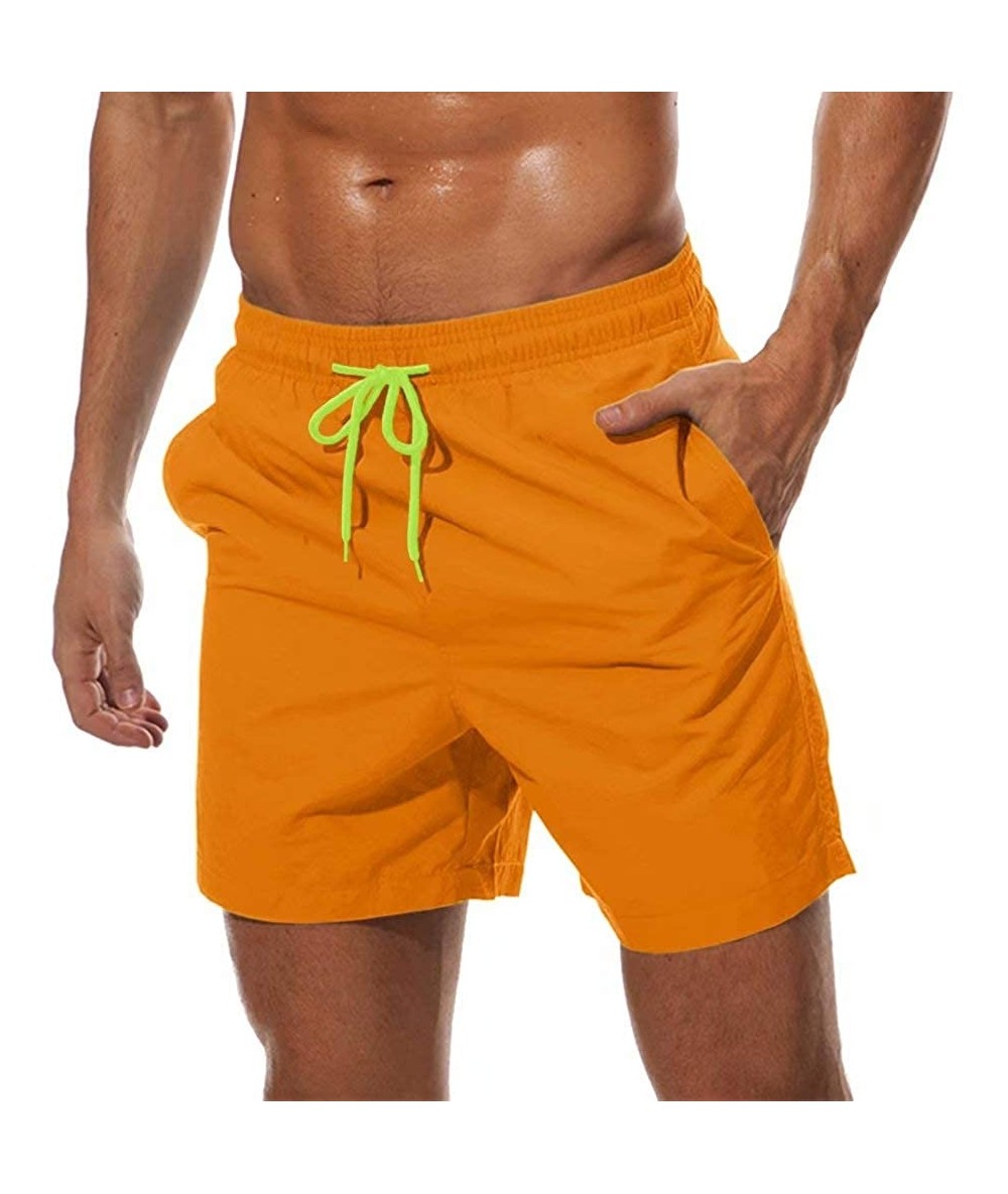 Board Shorts Men's Quick Dry Swim Trunks with Mesh Lining Beach Shorts Boardshorts Swim Shorts 3 Pockets - Orange - CW197EKDO...