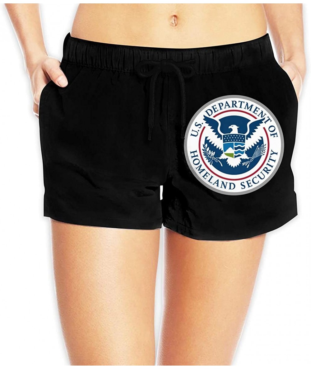 Board Shorts United States Department of Homeland Security Womens Print Quick Dry Beach Shorts Drawstring Beach Pants - White...