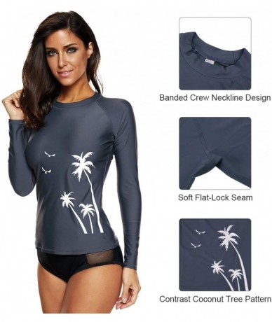 Rash Guards Women Rashguard Shirt Long Sleeve Swimsuit Surf Shirt UPF 50 Swimwear - Grey - CP18O7HMOQU $46.35