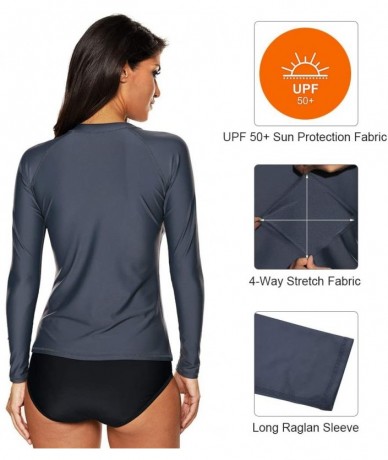 Rash Guards Women Rashguard Shirt Long Sleeve Swimsuit Surf Shirt UPF 50 Swimwear - Grey - CP18O7HMOQU $46.35