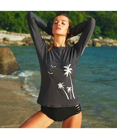 Rash Guards Women Rashguard Shirt Long Sleeve Swimsuit Surf Shirt UPF 50 Swimwear - Grey - CP18O7HMOQU $46.35