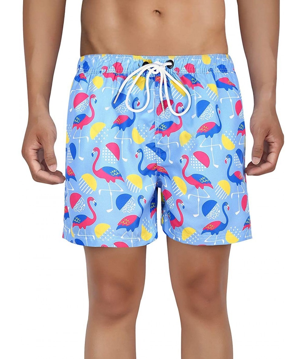 Board Shorts Mens Quick Dry Swim Trunks Beach Shorts for Men Surfing Swimming Bathing Suit - Neon Flamingos - CQ19656T7GO $19.56