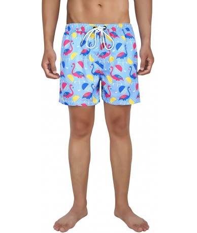 Board Shorts Mens Quick Dry Swim Trunks Beach Shorts for Men Surfing Swimming Bathing Suit - Neon Flamingos - CQ19656T7GO $19.56