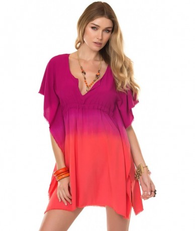 Cover-Ups Sunrise Poncho Cover Up - Fuchsia/Papaya - CD122XQSGQ5 $39.35