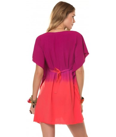 Cover-Ups Sunrise Poncho Cover Up - Fuchsia/Papaya - CD122XQSGQ5 $39.35