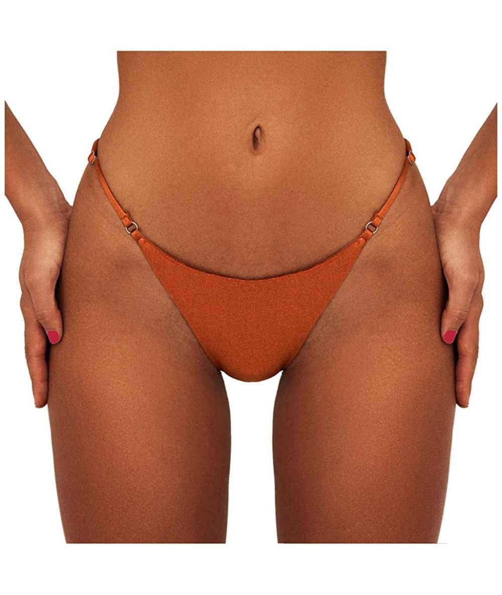 Bottoms Womens Basic Solid Hipster Bikini Swim Pants Shorts Bottom Swimsuit Swimwear Bathing - Coffee - CZ196M0W7LN $18.32