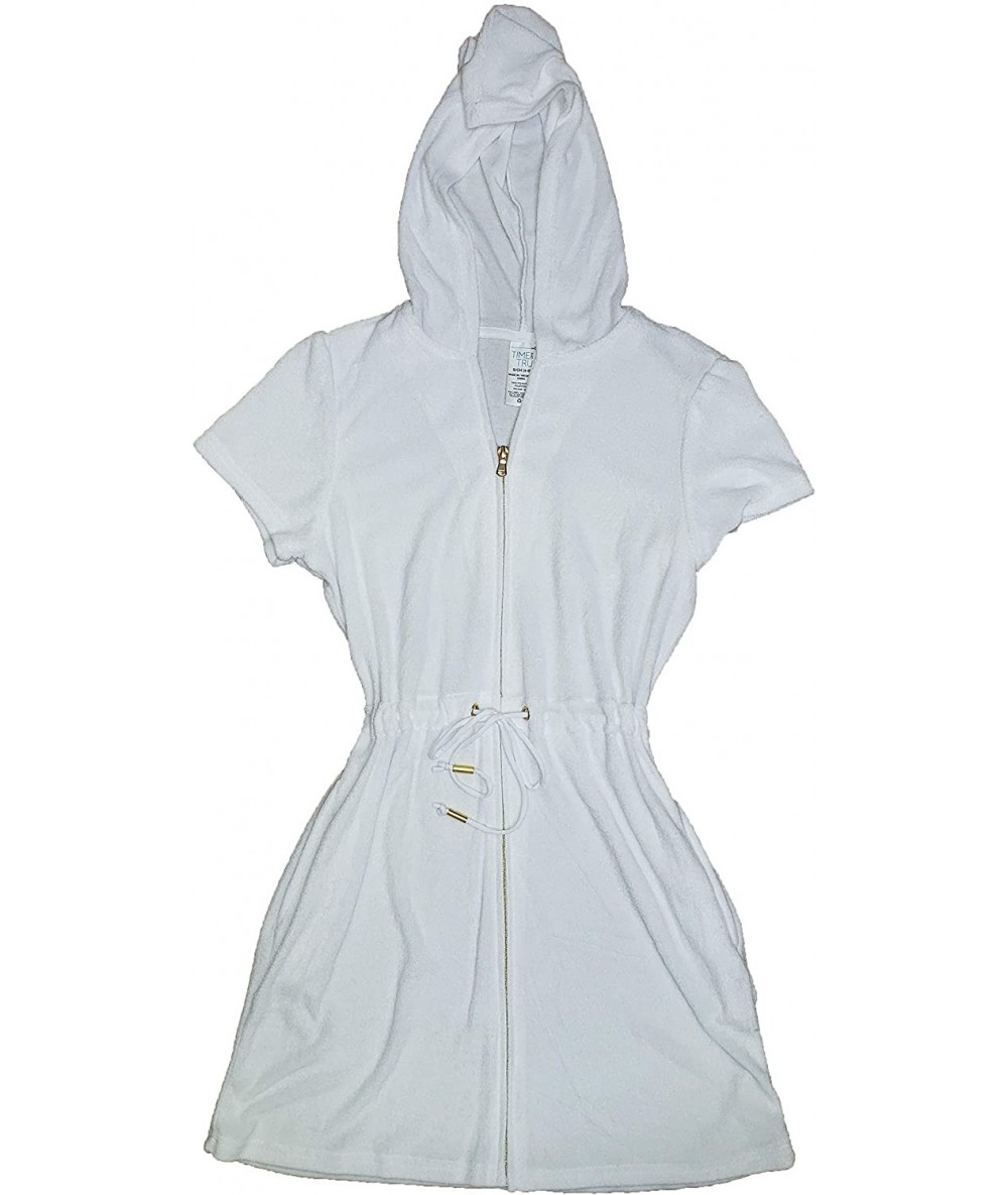 Cover-Ups Arctic White Terry Cloth Swimsuit Cover Up with Hood - CB196EQQZ5N $59.03