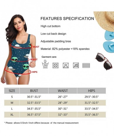 One-Pieces Women's Classic One Piece Swimsuit Beach Swimwear Bathing Suit(Akita Dog Triangles Pattern) Space Alien and Ufo He...