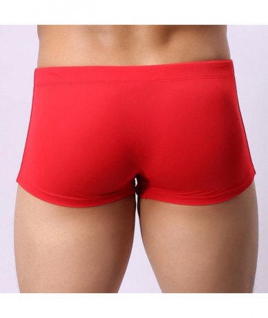 Briefs Men's Boxer Briefs Swim Shorts Trunks Swimwear Breathable Solid Quick Dry Bathing Suits - Red - C618RA2QXTN $19.99