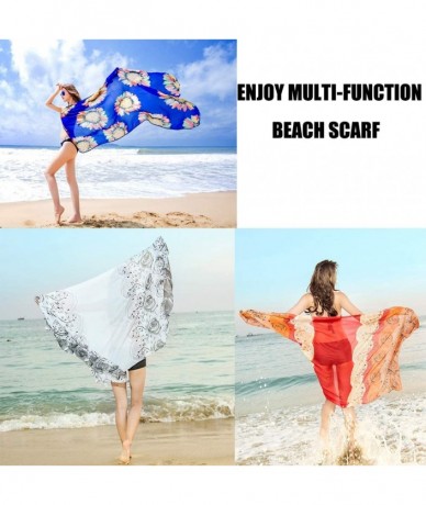 Cover-Ups Women Girl Beach Bikini Cover Up Chiffon Sarong Fashion Scarf Shawl Wrap - Pink Love Heart - C5196U3NQGZ $44.79