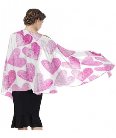 Cover-Ups Women Girl Beach Bikini Cover Up Chiffon Sarong Fashion Scarf Shawl Wrap - Pink Love Heart - C5196U3NQGZ $44.79