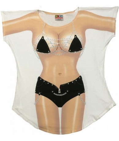 Cover-Ups Biker Chick Bikini Body Cover-Up T-Shirt 7 - White - C711LZ66DRJ $42.44