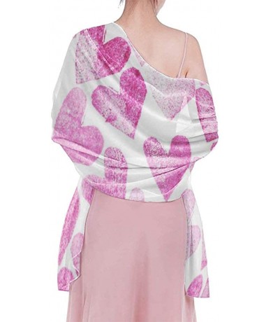 Cover-Ups Women Girl Beach Bikini Cover Up Chiffon Sarong Fashion Scarf Shawl Wrap - Pink Love Heart - C5196U3NQGZ $44.79