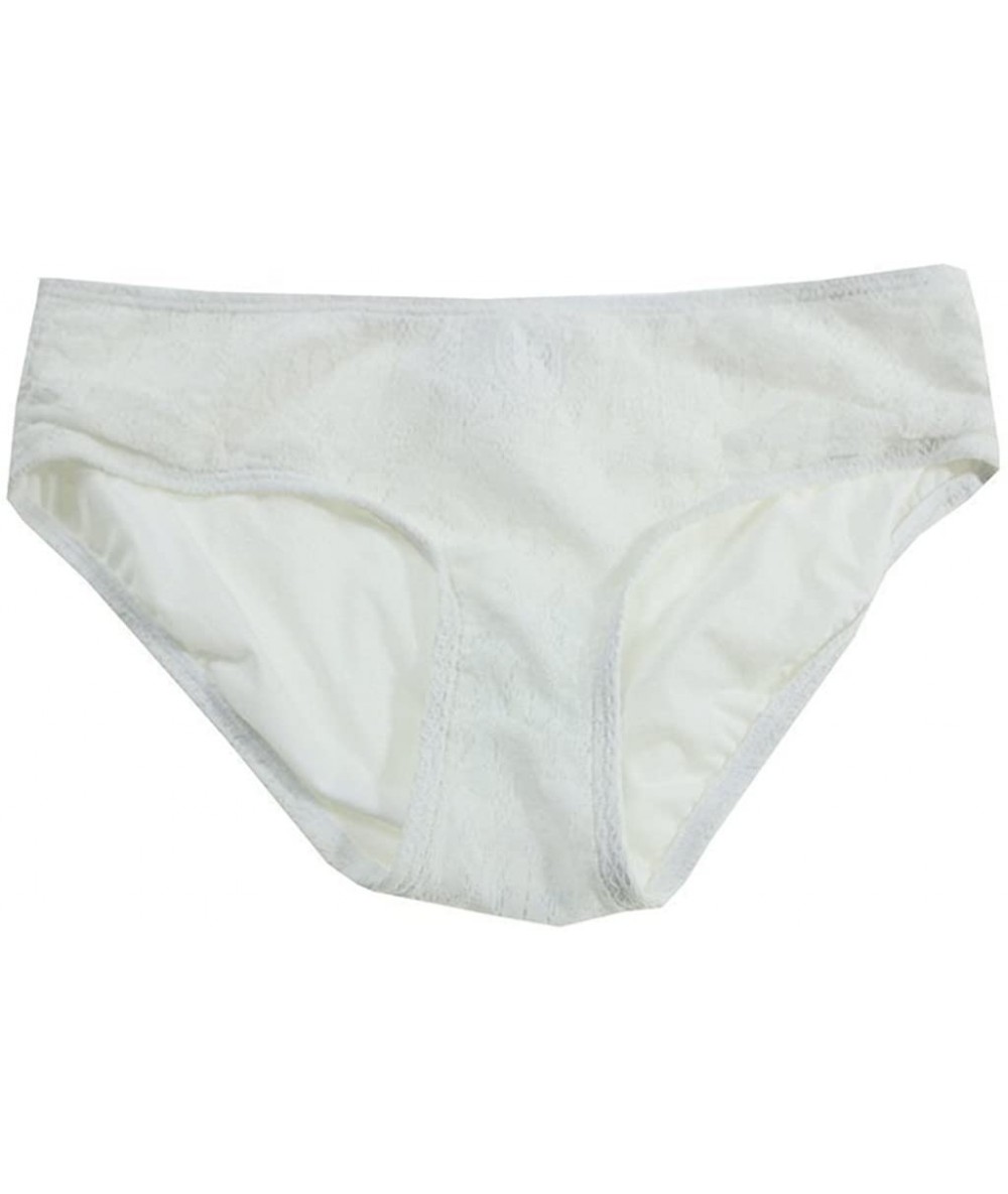 Tankinis Side Shirred Lace Bikini Bottom White Small - C812HL6NZOZ $35.86