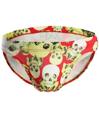 Briefs Men's Underwear Light Stretch Pirate Skull Briefs - Red - CK193NHKRTH $19.37