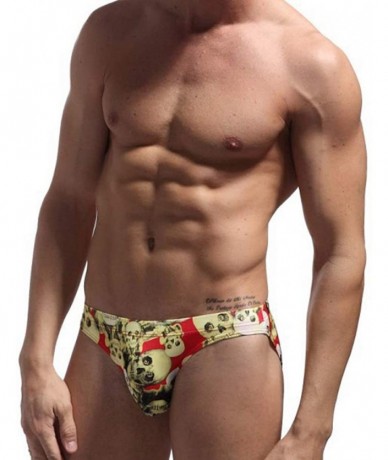 Briefs Men's Underwear Light Stretch Pirate Skull Briefs - Red - CK193NHKRTH $19.37