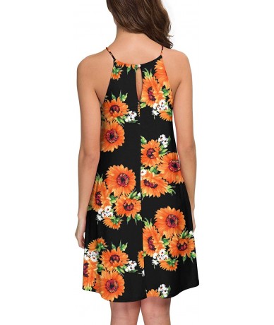 Cover-Ups Women's Dress Sweet & Cute Sleeveless Sleepwear Shift Dress Mini Dress - 09 Floral Print Sun Black - C318SXWRRIO $4...