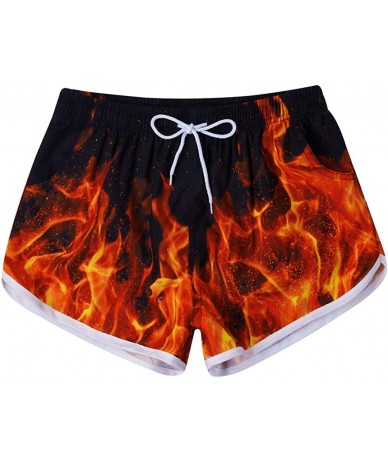 Tankinis Women's Drawstring Board Shorts Quick Dry Stretch Novelty Patterns Swimsuits Swimwear Bottoms S-XXL - Flame - CI18TX...