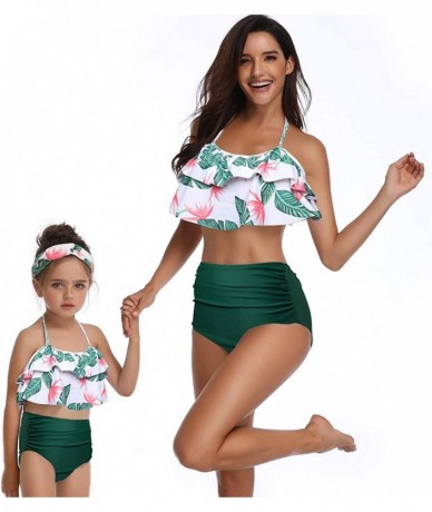 Sets Women Two Pieces Swimsuit Ruffle Swimwear Kids Girls Bikini Bathing Suit Mommy and Me Matching Family Beachwear Sets - L...