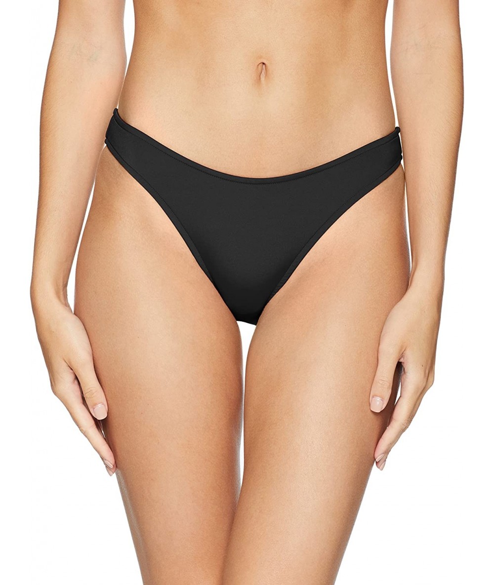 Tankinis Women's 80's Flashback High Cut Bikini Bottom Swimsuit - Flashback Black - CW1807AKORH $84.25