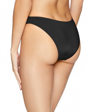 Tankinis Women's 80's Flashback High Cut Bikini Bottom Swimsuit - Flashback Black - CW1807AKORH $84.25