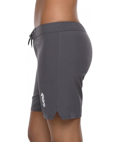 Board Shorts Women's Solid Stretch Board Shorts Swimwear Quick Dry Swim Shorts Swimsuit Bottom - Grey - CW18EHX2KS8 $46.07