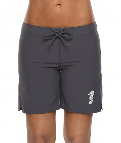 Board Shorts Women's Solid Stretch Board Shorts Swimwear Quick Dry Swim Shorts Swimsuit Bottom - Grey - CW18EHX2KS8 $46.07