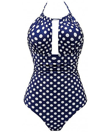 One-Pieces Women's Siamese Swimsuit One Piece Swimsuit Backless Belly Control Monokini Swimsuit High Waist Swimwear Darkblue ...