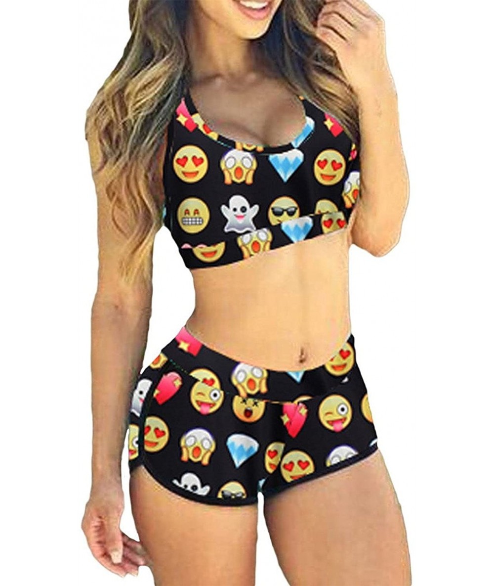 Racing Women's Bandage Sporty Bathing Suit Boyleg Short Bikini Swimsuit - Emoj - C017YS07EH3 $47.65