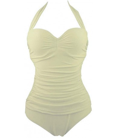 One-Pieces Swimwear for Women Push Up Bandage Swimsuit Padded One Piece Bathing Suit Bikini Set - Beige - CZ18SA9KC20 $29.93