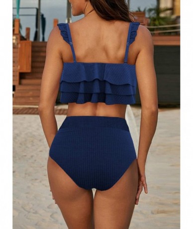 One-Pieces Women Tie Dye Printed Halter Lace Up One Piece Swimsuit Plunge V Neck Push Up Monokini - Blue - CN1983YWLLO $46.52