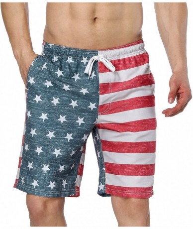 Trunks Mens Swim Trunks Summer Beach Shorts Board Shorts Pockets 4th of July - Us Flag1 - CV18K70RU9Y $22.29