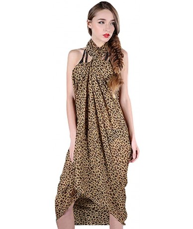 Cover-Ups Chiffon Thin Sarong Wrap Geometrical Design Plus Size Beach Cover Up - Coffee - CK18RESS3XO $21.49