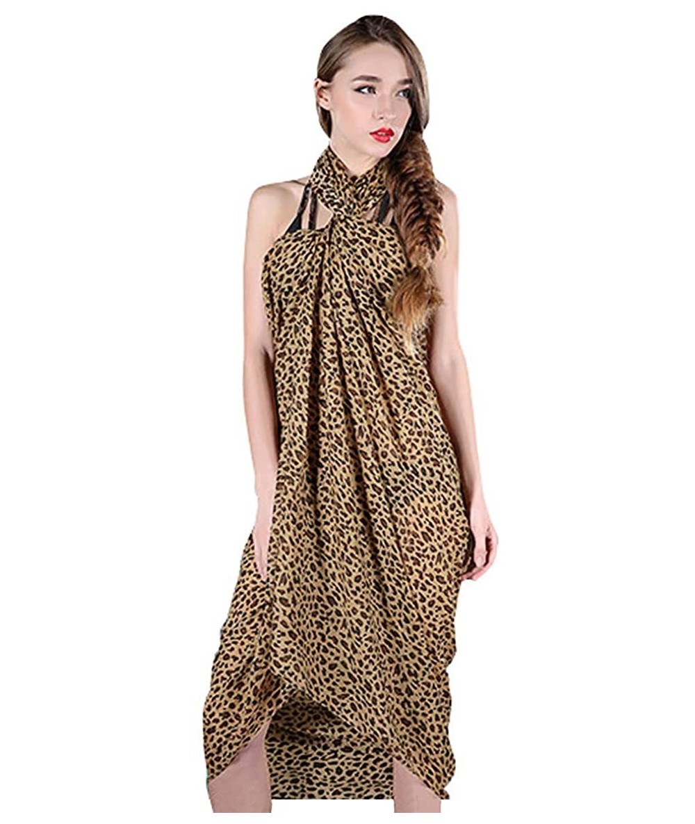 Cover-Ups Chiffon Thin Sarong Wrap Geometrical Design Plus Size Beach Cover Up - Coffee - CK18RESS3XO $21.49