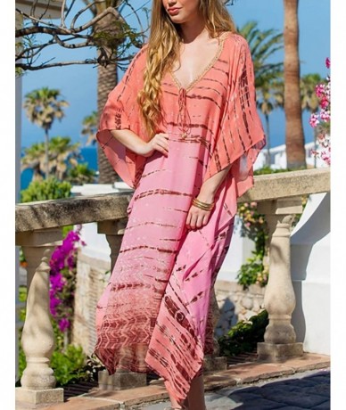 Cover-Ups Women's Print Turkish Kaftan Beachwear Bikini Cover Up Maxi Dress - Print - CR19EW5H7E0 $41.40