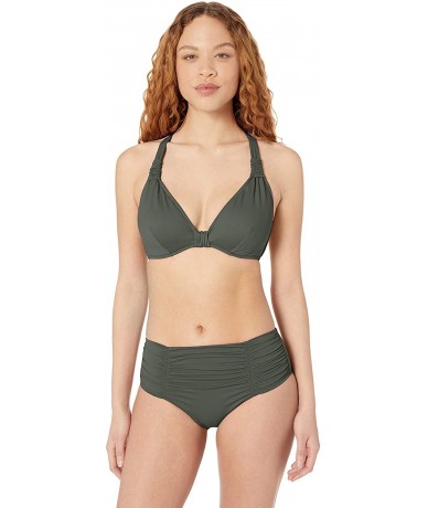 Tankinis Women's Gathered Front Retro Full Coverage Bikini Bottom Swimsuit - Forest - CV18KHGWS8O $84.63