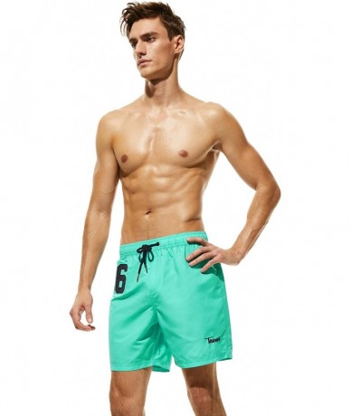 Racing Mens Sports Surfing Swimwear Board Shorts - 8302 Aqua - CF18G99M2ED $36.02