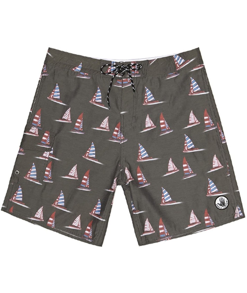 Board Shorts Men's Flying Hull Boardshort Black Board Shorts 38 - CU11QD1R40L $23.24