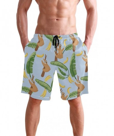 Board Shorts Mens Surfing Shorts Gun American Flag Swim Trunks Shorts - Cute Sloths - CD18U5L7A3M $48.52