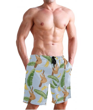 Board Shorts Mens Surfing Shorts Gun American Flag Swim Trunks Shorts - Cute Sloths - CD18U5L7A3M $48.52