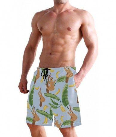 Board Shorts Mens Surfing Shorts Gun American Flag Swim Trunks Shorts - Cute Sloths - CD18U5L7A3M $48.52