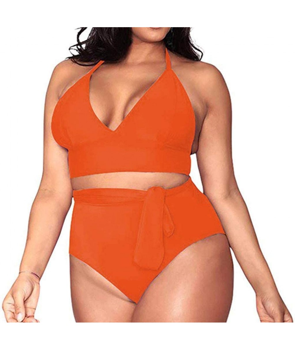 Bottoms Plus Size Bathing Suits for Women High Waisted Tummy Control Swimwear Swimsuit Full Coverage - Orange - CY197HX7TWG $...