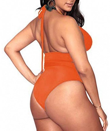 Bottoms Plus Size Bathing Suits for Women High Waisted Tummy Control Swimwear Swimsuit Full Coverage - Orange - CY197HX7TWG $...