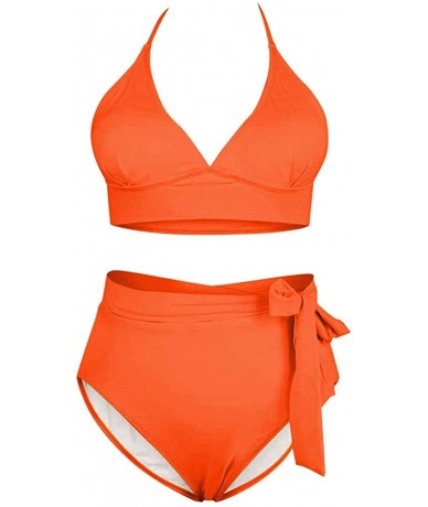 Bottoms Plus Size Bathing Suits for Women High Waisted Tummy Control Swimwear Swimsuit Full Coverage - Orange - CY197HX7TWG $...