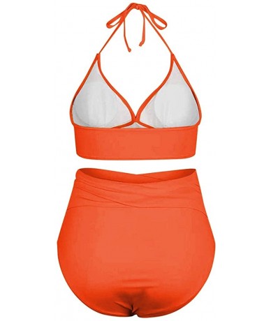 Bottoms Plus Size Bathing Suits for Women High Waisted Tummy Control Swimwear Swimsuit Full Coverage - Orange - CY197HX7TWG $...