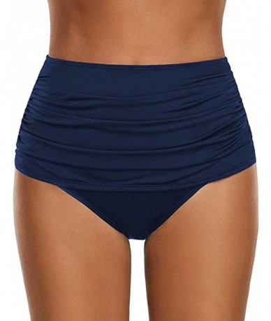 Tankinis High Waisted Bikini Bottoms Tummy Control Swim Shorts Ruched Bikini Tankini Swimsuit Briefs Chaofanjiancai Navy - CP...