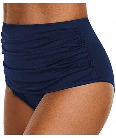 Tankinis High Waisted Bikini Bottoms Tummy Control Swim Shorts Ruched Bikini Tankini Swimsuit Briefs Chaofanjiancai Navy - CP...